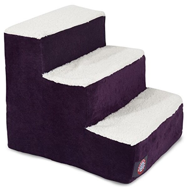 River Soap Co 3 Step Villa Sherpa Pet Stairs, Aubergine - 788995675140