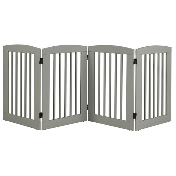 Ef Furniture  36 in. Ruffluv 4 Panel Expansion Pet Gate  Large - Grey - 453604