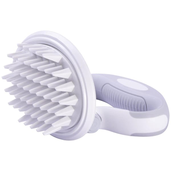 Petpurifiers Gyrater Swivel Travel Silicone Massage Grooming Pet Brush, White - One Size - PE3166666