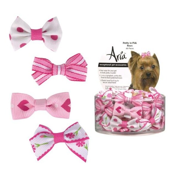 Aria Aria DT0903 48 Aria Pretty in Pink Bow Canister 48 pcs - DT0903 48