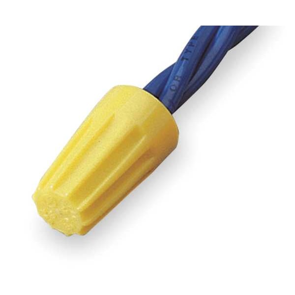 Ideal Twist On Wire Connector, 18 AWG to 12 AWG, 600 V, Standard Style, Yellow, 100 PK - 30-074