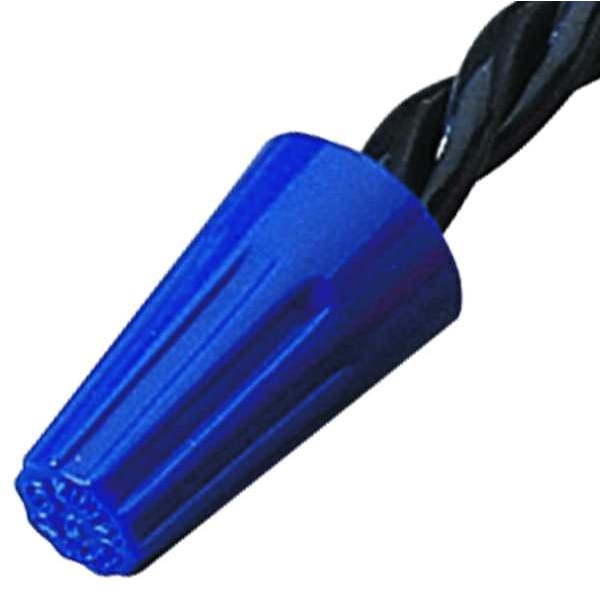 Ideal Twist On Wire Connector, 22 AWG to 14 AWG, 300 V, Standard Style, Blue, 100 PK - 30-072