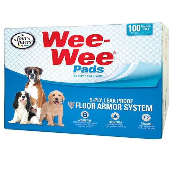 Four Paws Wee-Wee Pads 100Pcs box Wht 22"x23"x0.1 - 100534762