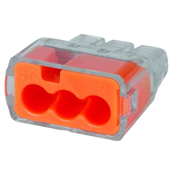Ideal Push In Connector, 3 Port, Orange, PK100 - 30-1033