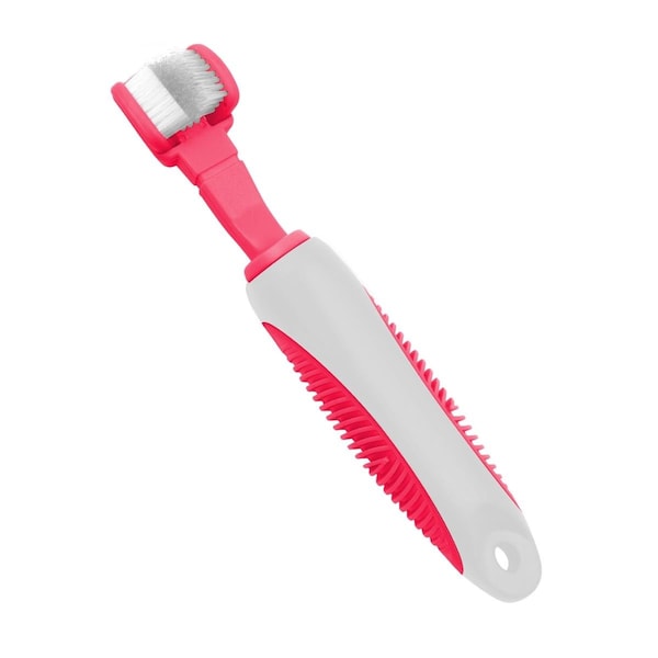 Petpurifiers Denta-Clean Dual-Sided Action Bristle Pet Tooth Brush, Pink - One Size - PE2640379