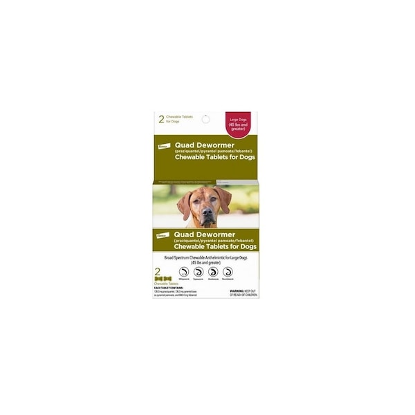 Bayer Chewabale Quad Dewormer Tablets for Large Dogs 45-Lbs. and Up, 2PK - 724089113429