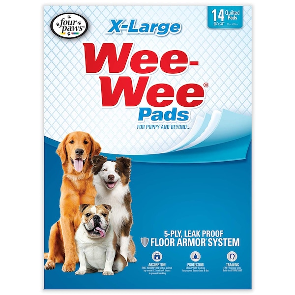 Four Paws Wee-Wee Pads 14Pcs Extra Large Wht 28"x3 - 100513821