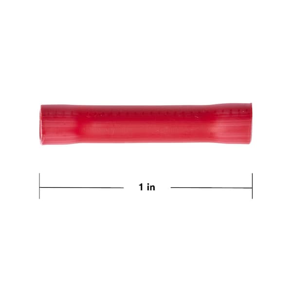 3M Scotchlok Butt Splice Connector, 22-18AWG, Red, PK100 - MVU18BCX