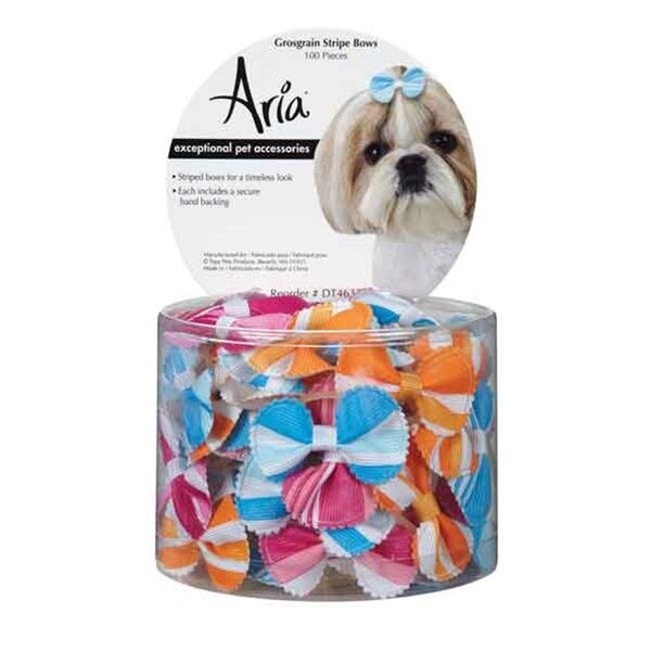 Aria North Aria North DT4637 99 Grosgrain Stripe Bows Canister 100 Pcs - DT4637 99