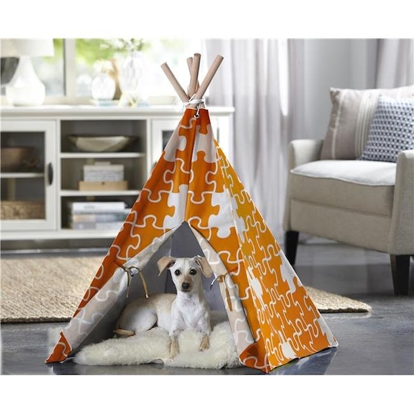Merry Products Merry Products PTP0030203200 Orange Puzzle Pet Teepee Tent; Medium - PTP0030203200