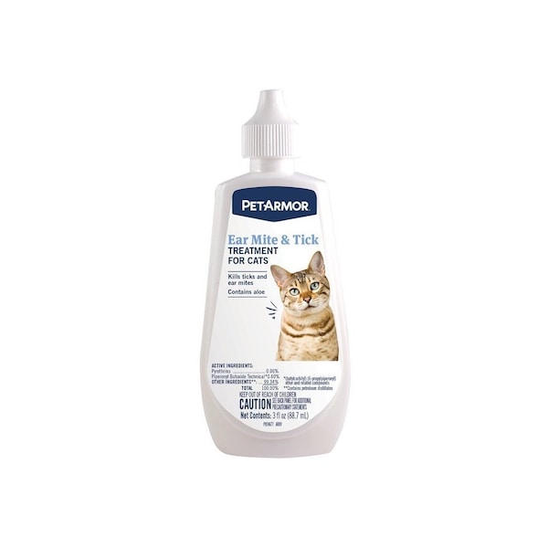 Sergeants Pet Cat Ear Mite/Tick Treatment, Liquid, Fragrance-Free, 3 oz Squeeze Bottle - 2815