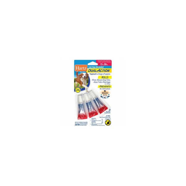 Hartz Mountain Corporaton UltraGuard Dual-Action Topical Flea & Tick Drops, 15-30 Lb. Dogs, 3PK - 15649