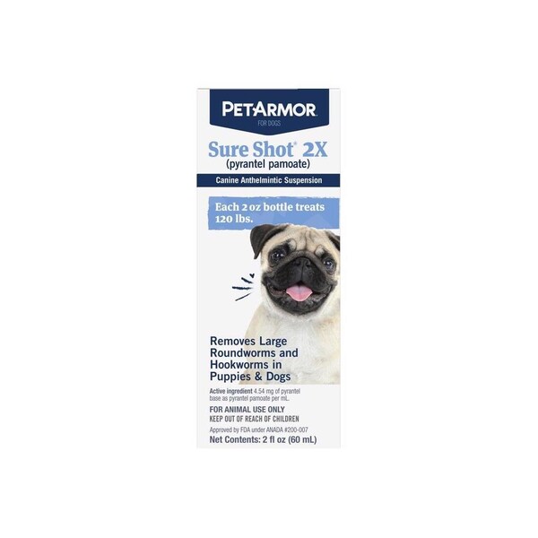 Sergeants Pet Sure Shot 2X Pyrantel Pamoate Liquid Wormer for Dogs and Puppies, 2-oz. - 2716
