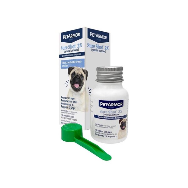 Sergeants Pet Sure Shot 2X Pyrantel Pamoate Liquid Wormer for Dogs and Puppies, 2-oz. - 2716