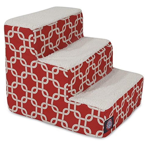 River Soap Co 3 Step Links Sherpa Pet Stairs, Red - 788995675300