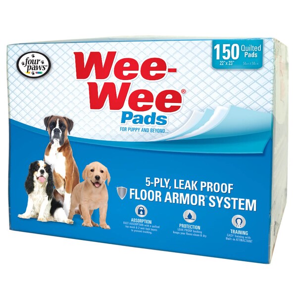 Four Paws Wee-Wee Pads 150Pcs Wht 22"x23"x0.1 - 100534715