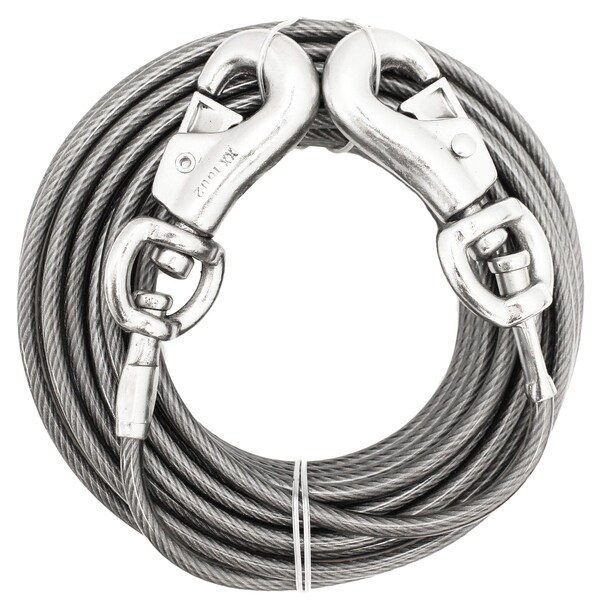 Pdq PDQ Silver Tie-Out Vinyl Coated Cable Dog Tie Out X-Large - Q684000099