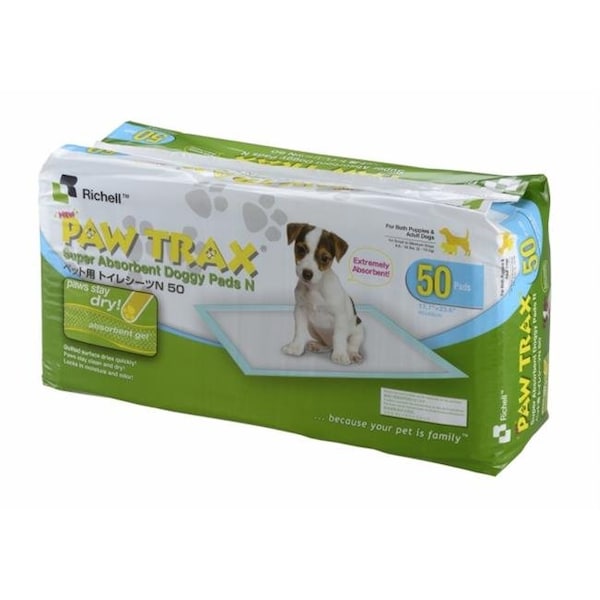 Richell Usa Richell USA 94542 Paw Trax Doggy Pads - 50Cnt - White - 94542