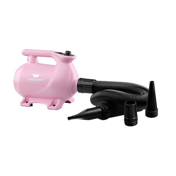 Xpower High Velocity Variable Speed Pet Dryer with 2-Stage Heat Settings - Pastel Pink - B-123-PASTEL-PINK
