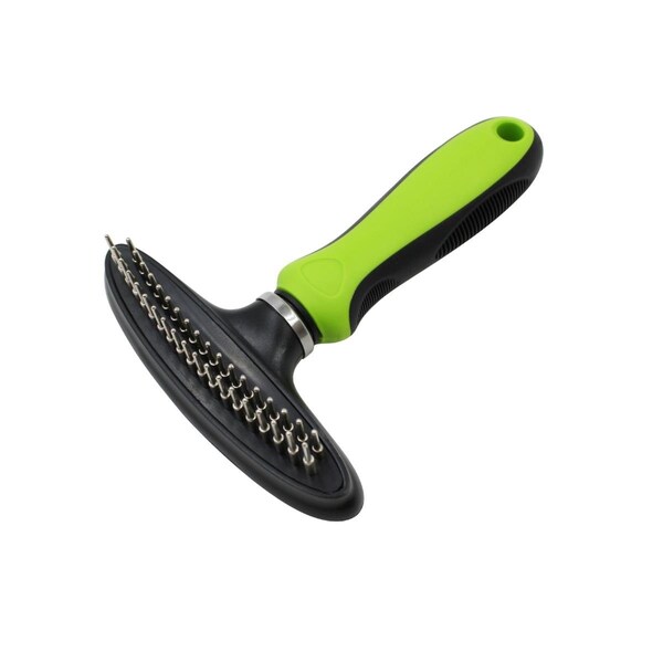 Petpurifiers Flex Series Dual-Row Grooming Rake Pet Comb, Green - One Size - PE2640381