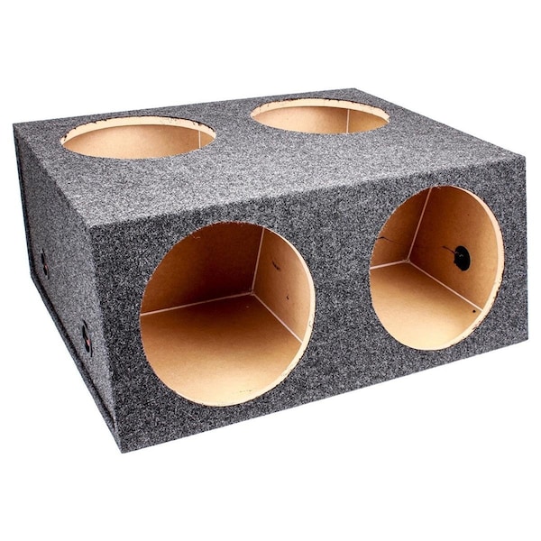 Q Power 12 in. Four Hole Unloaded Subwoofer Speaker Box Enclosure, Charcoal - BASS12 4HOLE T