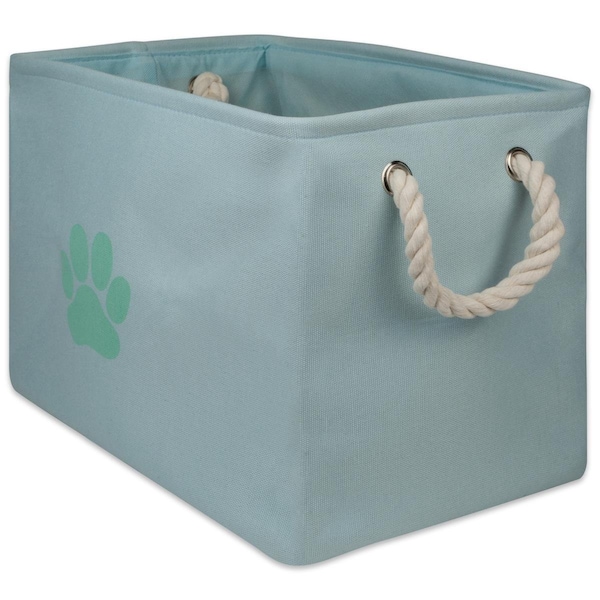 Convenience Concepts 14 x 8 x 9 in. Polyester Rectangle Pet Bin Paw, Aqua - Small - HI1536658