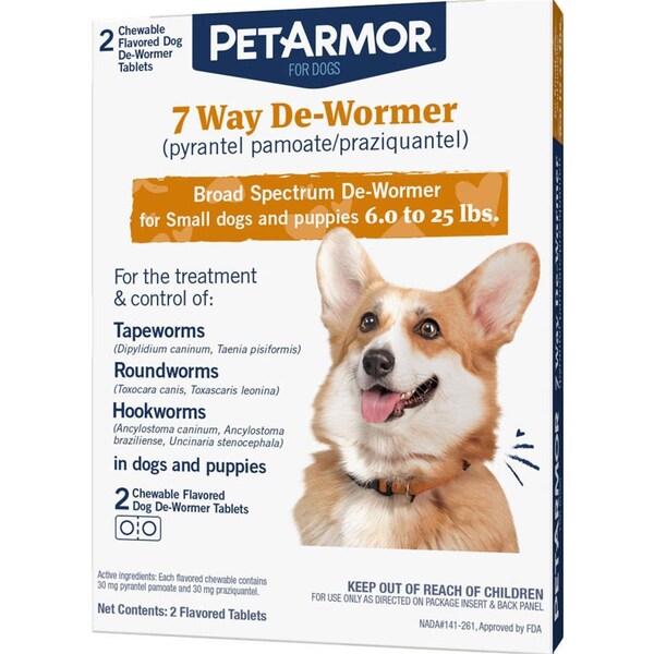 Sergeants Pet Care Products PetArmor 7 Way De-Wormer Dog, Small, 2PK - 183119