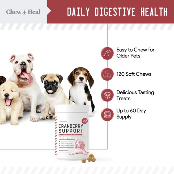 Chew + Heal Cranberry UTI Protection - 120 Chews - CH-CRANBERRY-120