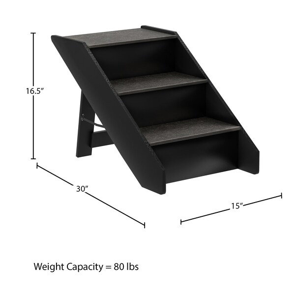 Pet Adobe Folding Pet Stairs with Carpeted Foldable Wood for Home /Travel, Dogs, Cats, Pets up to 80-pounds - 772617DGM
