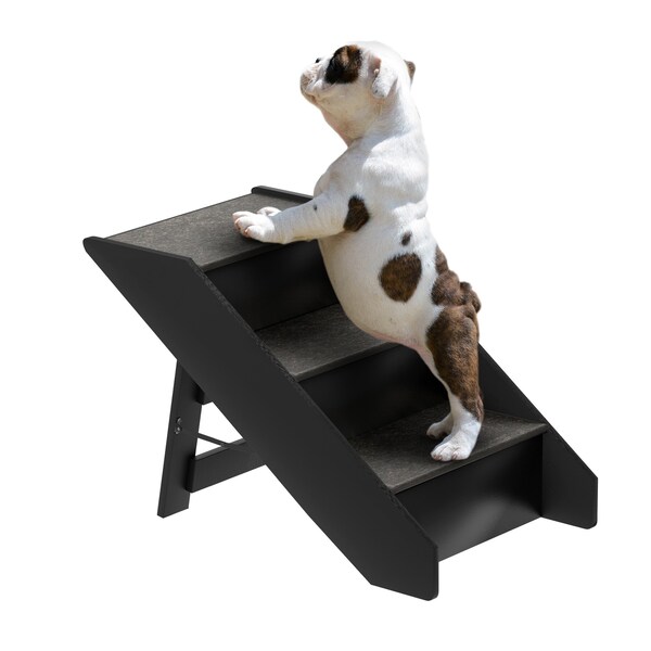 Pet Adobe Folding Pet Stairs with Carpeted Foldable Wood for Home /Travel, Dogs, Cats, Pets up to 80-pounds - 772617DGM