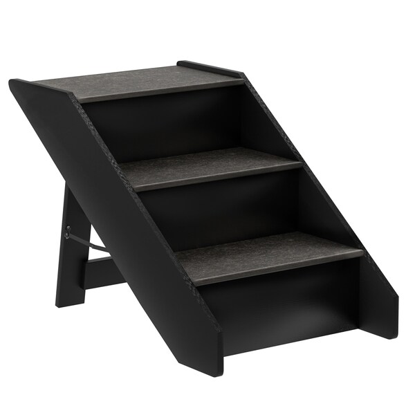 Pet Adobe Folding Pet Stairs with Carpeted Foldable Wood for Home /Travel, Dogs, Cats, Pets up to 80-pounds - 772617DGM