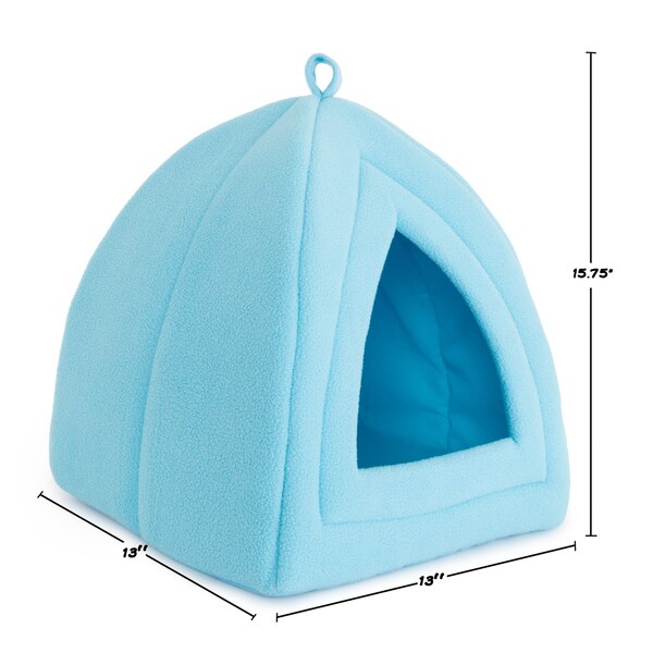 Pet Adobe Pet Adobe Plush Cuddle Cave, Igloo House to Sleep/Play, Removable Cushion for Small Dogs, Cats, Blue - 869751NAL