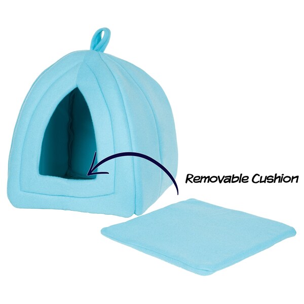 Pet Adobe Pet Adobe Plush Cuddle Cave, Igloo House to Sleep/Play, Removable Cushion for Small Dogs, Cats, Blue - 869751NAL
