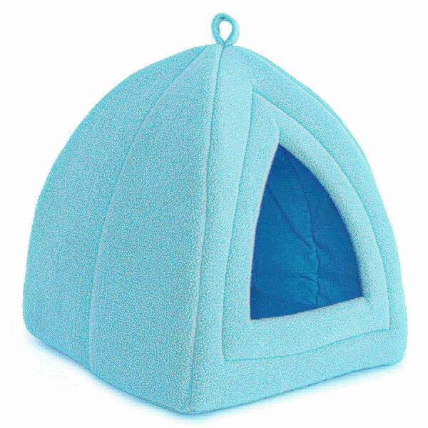 Pet Adobe Pet Adobe Plush Cuddle Cave, Igloo House to Sleep/Play, Removable Cushion for Small Dogs, Cats, Blue - 869751NAL