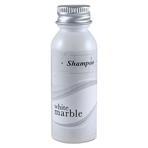 Transmacro Amenities 0.75 oz Shampoo Bottle - Pleasant Scent, Light Green with Gold - DIA 10190-71