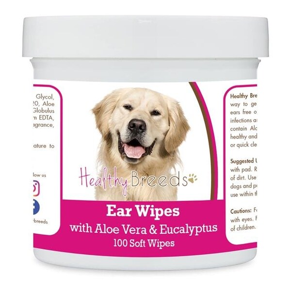 Healthy Breeds Healthy Breeds 192959823783 Golden Retriever Ear Cleaning Wipes with Aloe & Eucalyptus for Dogs - 100 Count - 192959823783