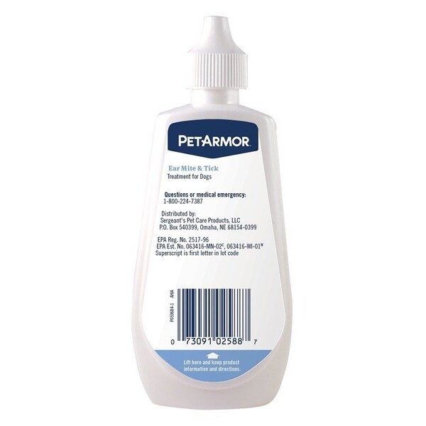 Petarmor SG02588 Ear Mite and Tick Treatment, 3 oz - 2588