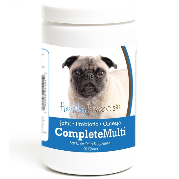 Healthy Breeds Pug all in one Multivitamin Soft Chew, 90PK - 192959011012