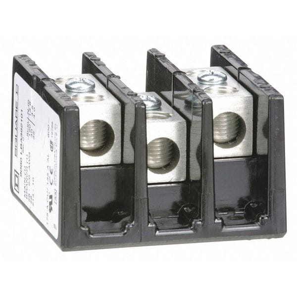 Square D Power Distribution Block, Surface Mount, 3 Poles, 14 AWG to 2/0 AWG, 175 A, 600 V AC/DC, Black - 9080LBA362101