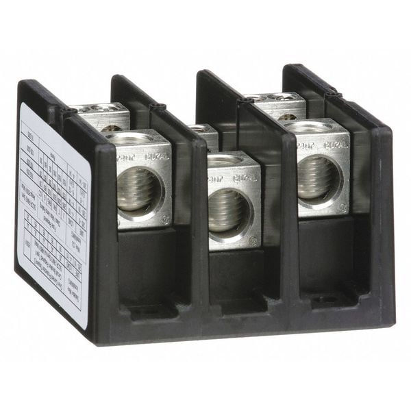 Square D Pwr Dist Block, 175A, 3P, 4P Secndry, 600VAC, Width: 2.75 in - 9080LBA362104
