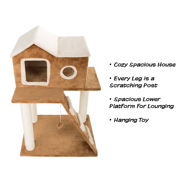 Pet Adobe 3-tier 34.5-inch Cat Tree Multilevel Tower with Scratching Posts, Ladder and Toys for Cats/Kittens - 599663DNS