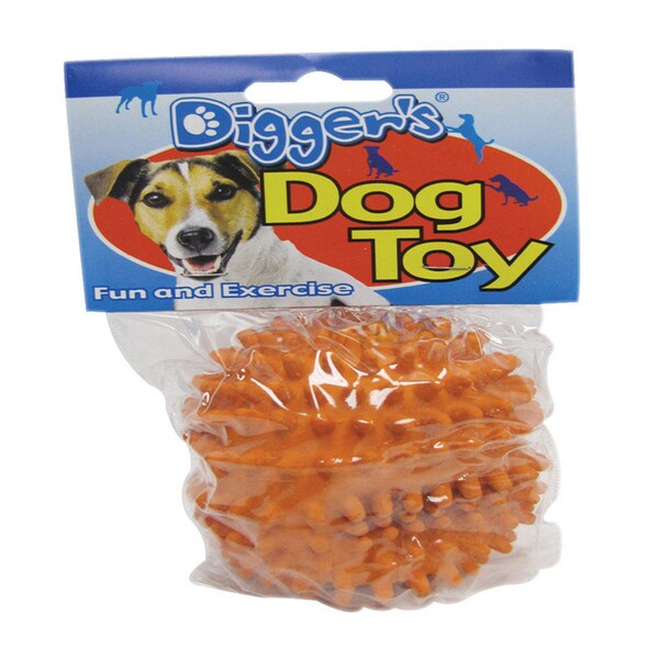Diggers Boss Pet Digger's Orange Latex Needle Ball Ball Dog Toy Medium 1 pk - 52534