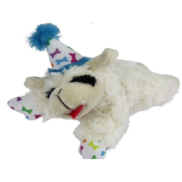 Multipet Multipet Assorted Polyester Lamb Chop W/Birthday Hat Dog Toy 10.5 in. 1 pk - 48706