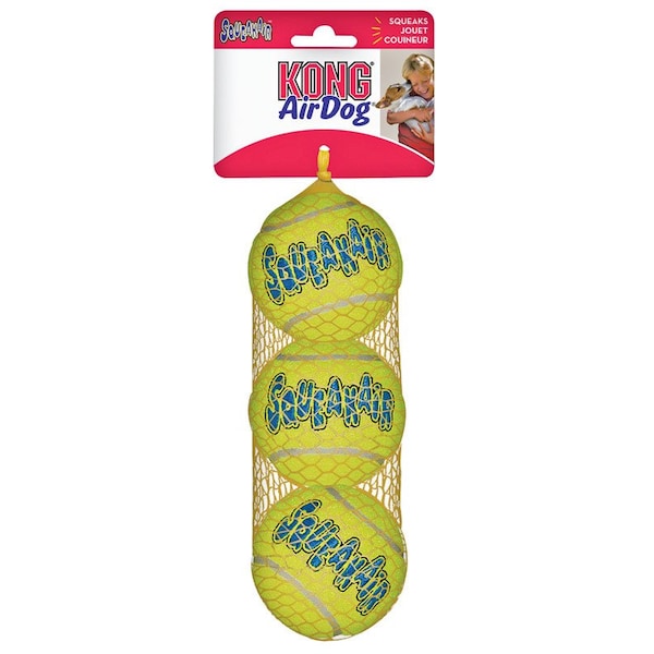 Kong Kong Squeaker Green Rubber Pet Tennis Balls Medium 3 pk - KO-AST2
