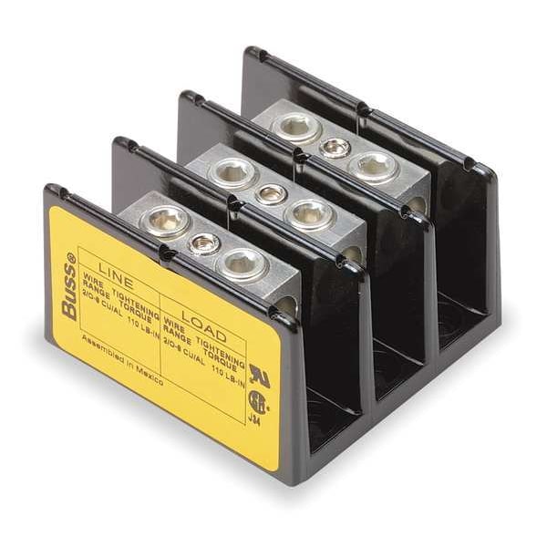 Eaton Bussmann Min Pwr Dist Block, 175A, 3P, 2/0-8AWG, 600V - 16204-3