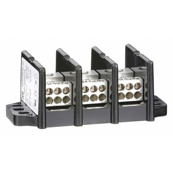 Square D Pwr Dist Block, 150A, 3P, 2/0 - 6AWG, 600VAC - 9080LBA362106