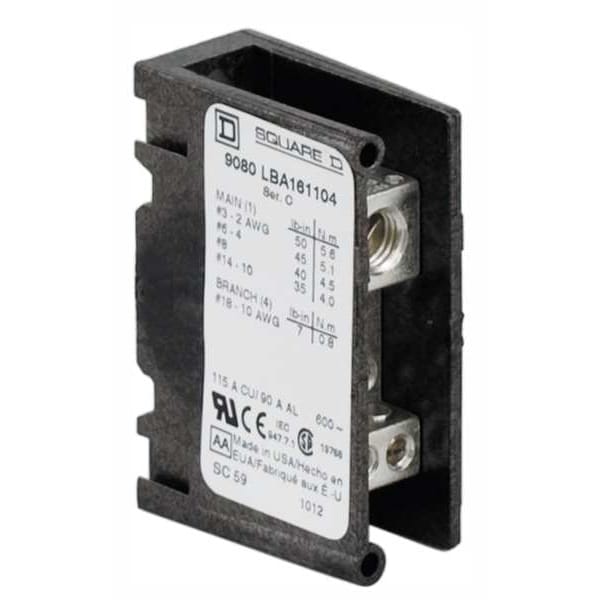 Square D Min Pwr Dist Block, 115A, 1P, 14-2 AWG, 600V - 9080LBA161104