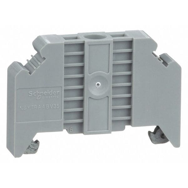 Schneider Electric DIN Rail End Clamp, Screw Mount, 1.99 in L, Linergy TR, Plastic, Gray - NSYTRAABV35