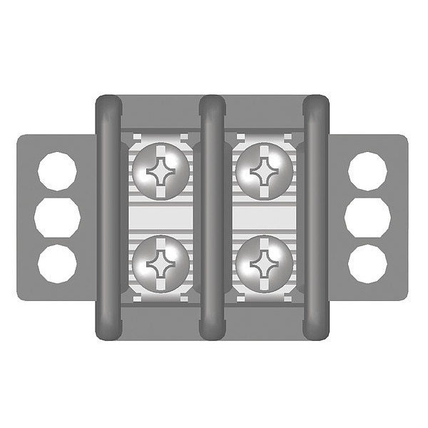 Zoro Select Terminal Strip, 30A, 2 Pole, 600VAC - 6YH63