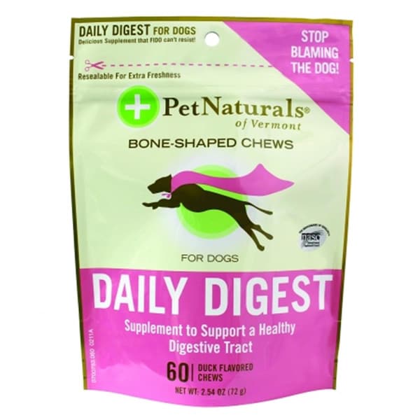 Pet Naturals Daily Digest Bone-Shaped Chews For Dogs, Duck 700753.06, 60PK - 68184